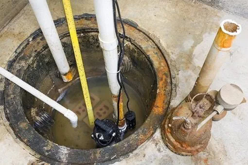 Sump Pump Repair Allentown and Bethlehem PA Flooded Sump Pump in Bethlehem PA Being Repaired by Allentown Plumber