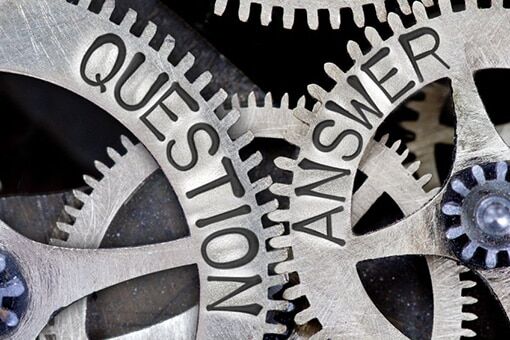 Sump Pump Repair in Bethlehem and Allentown PA Gears Painted with "Questions" and "Answers" Signifying Sump Pump Repair FAQs in Allentown and Bethlehem Pennsylvania