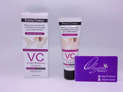 Crème blanchissante aisselles 3 jours Pretty Cowry – Éclaircissement rapide et soin anti-taches