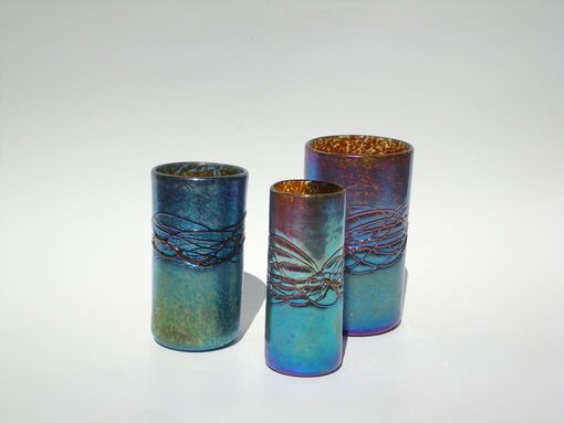 Blue Tumblers With Spiderwebbing