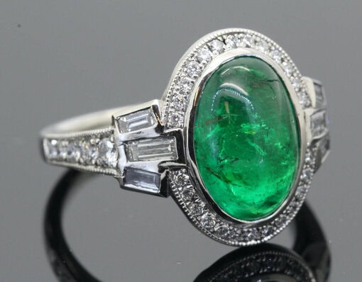Emerald and Diamond Cluster Ring