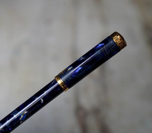 Stylo Plume Waterman Lady Agathe Marbré Bleu – Plume en Or Massif 18 K