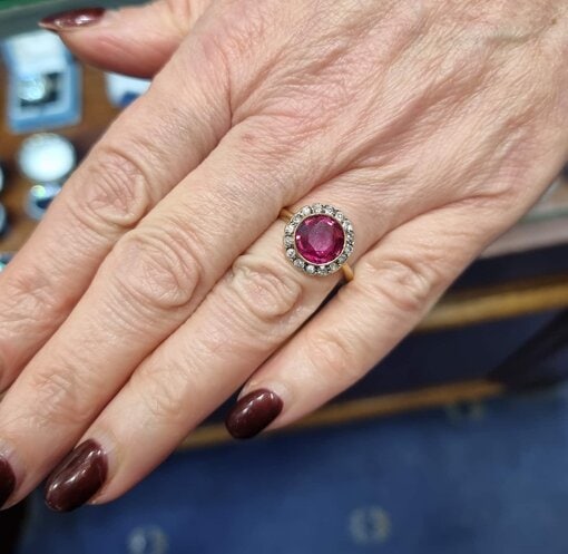 Ruby and Diamond Cluster Ring - Image 5