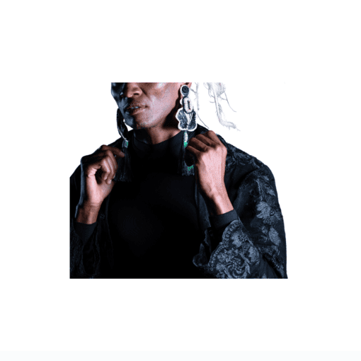 Maxi pendientes  en fibras naturales"Viva Queen" - Imagen 2