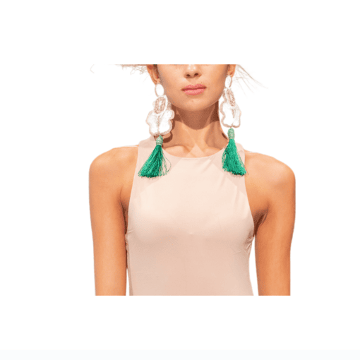 Maxi pendientes  en fibras naturales"Viva Queen" - Imagen 3