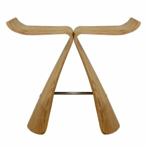 Sori Yanagi Butterfly Stool replica in moulded plywood with brass support rod