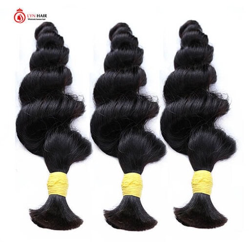 Loose wave natural color bulk human braiding hair