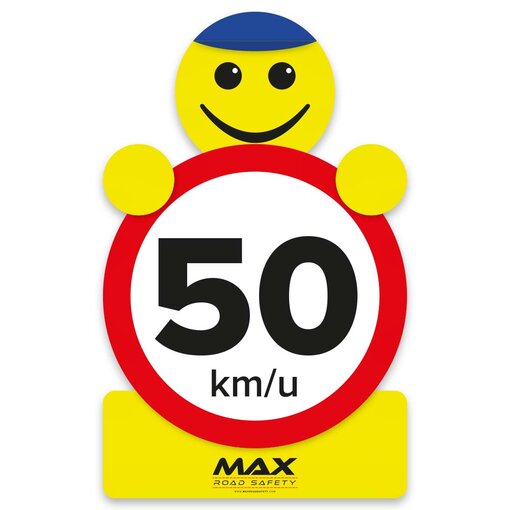 Max verkeerspoppetje | 50 km/u | Luxe dibond bord (S)