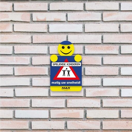 Max verkeerspoppetje | Spelende kinderen | Luxe dibond bord (S) - Afbeelding 3