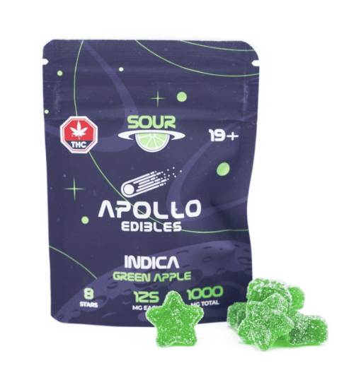 This is an image of Apollo THC Gummies - Sour Green Apple 1000mg