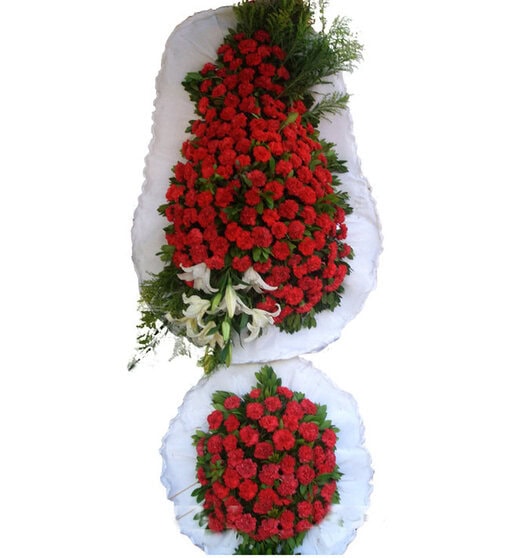 Kırmızı Karanfil Çift Katlı Düğün Nişan Açılış Çiçekleri - Görsel 2