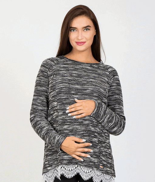 Серая туника для беременных и кормящих мам Gia