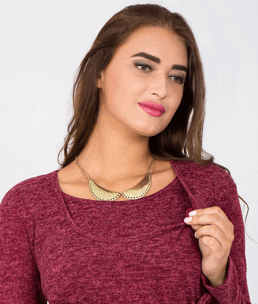 Бордовое платье для беременных и кормящих мам Maribeth — изображение 3