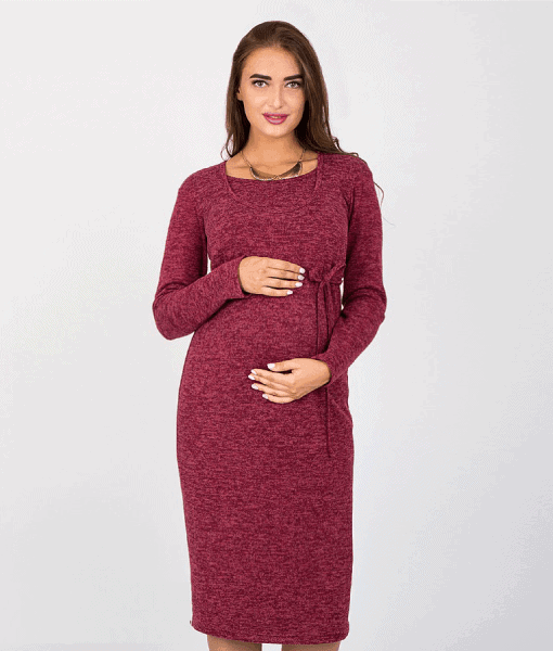 Бордовое платье для беременных и кормящих мам Maribeth — изображение 5