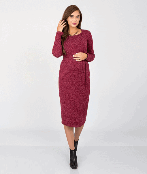 Бордовое платье для беременных и кормящих мам Maribeth