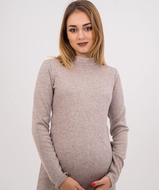 Бежевое теплое платье для беременных Stella — изображение 3