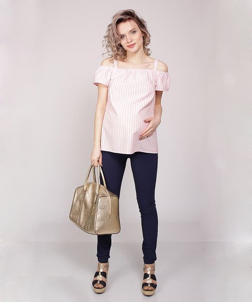 Синие брюки для беременных и кормящих Pink Light