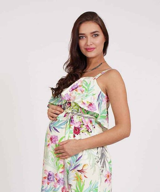 Белый сарафан с цветочным принтом для будущих и кормящих мам Rimini — изображение 9