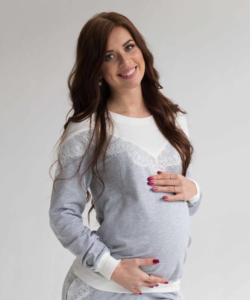 Серый джемпер для будущих и кормящих мам Amira