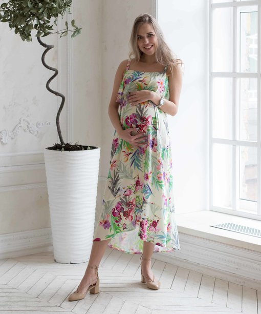 Белый сарафан с цветочным принтом для будущих и кормящих мам Rimini — изображение 2