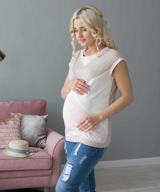 Кремовая футболка для будущих и кормящих мам Active — изображение 3