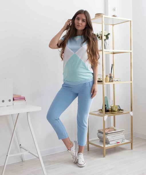 Голубые брюки для беременных и кормящих мам Active