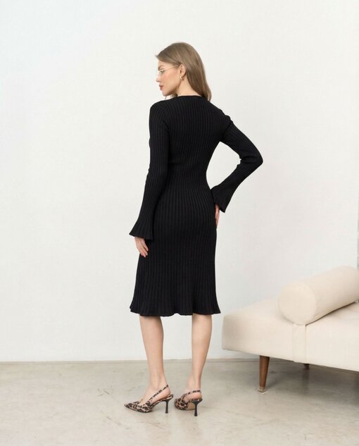 Черное платье в рубчик Raven — изображение 4
