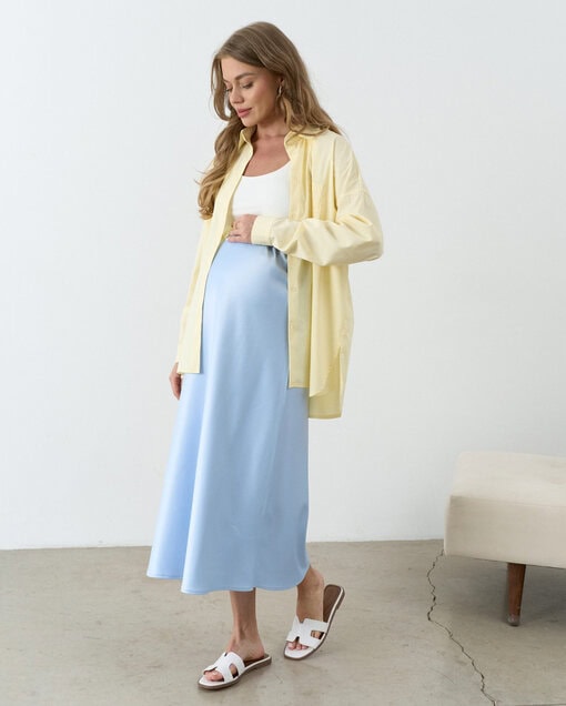 Голубая атласная юбка Kate