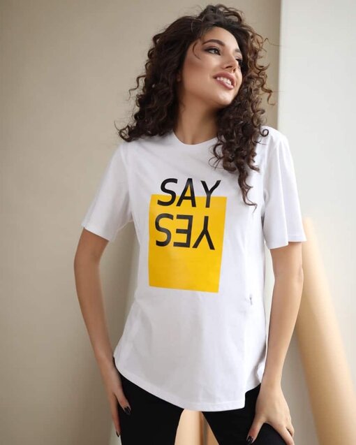 Белая футболка для будущих и кормящих мам Say Yes — изображение 5