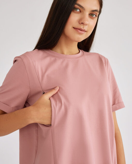 Пудровая футболка для будущих и кормящих мам Astoria — изображение 2
