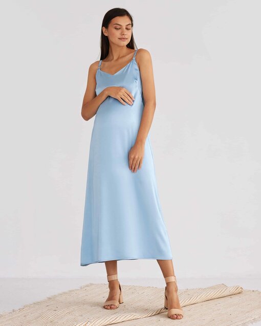 Голубое платье-комбинация для беременных и кормящих Karmen — изображение 5