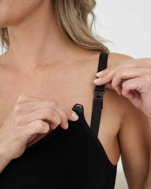 Черный бесшовный топ для беременных и кормящих мам Korfu — изображение 2