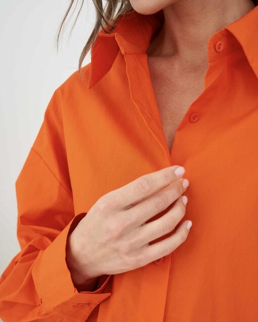 Оранжевая рубашка-оверсайз Vilora — изображение 2