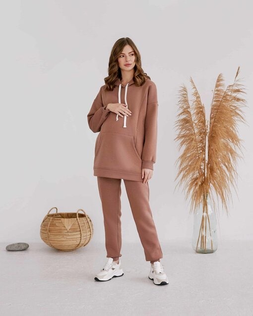 Теплое худи в цвете какао для будущих и кормящих мам Sport — изображение 3