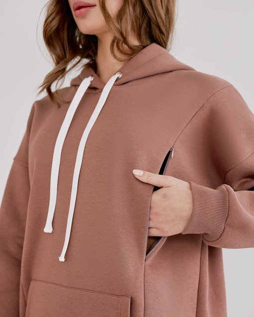 Теплое худи в цвете какао для будущих и кормящих мам Sport — изображение 2