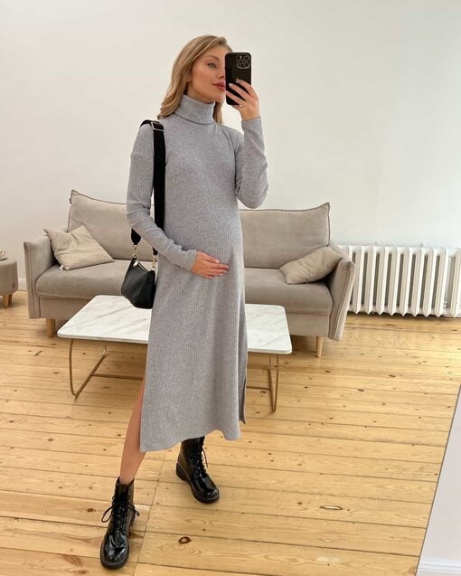 Серое платье для будущих и кормящих мам Vivien — изображение 9