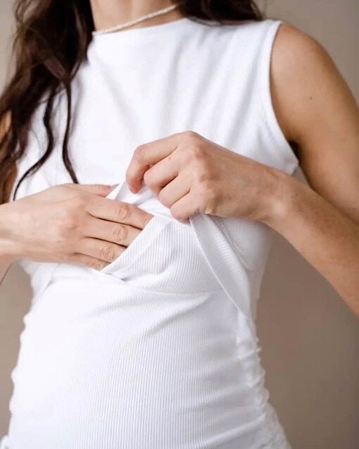 Белая майка для будущих и кормящих мам Kim — изображение 2