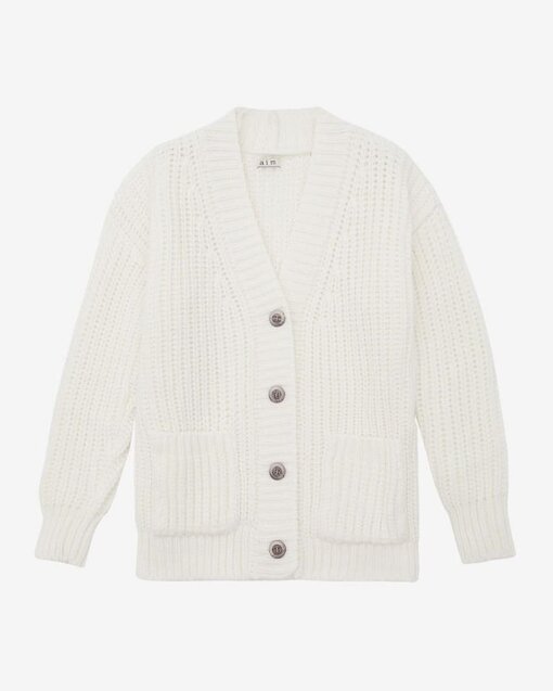 Белый кардиган с карманами и пуговицами Funky — изображение 12