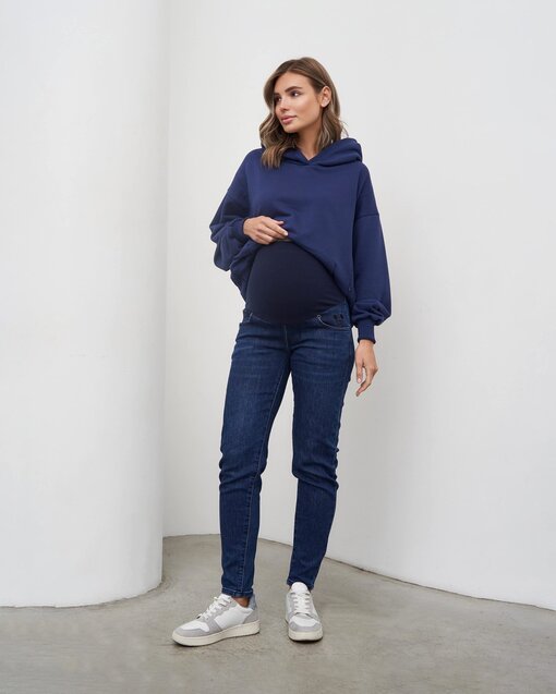 Синие джинсы moms для будущих мам Miki