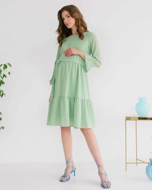 Фисташковое платье для будущих и кормящих мам Vanilla