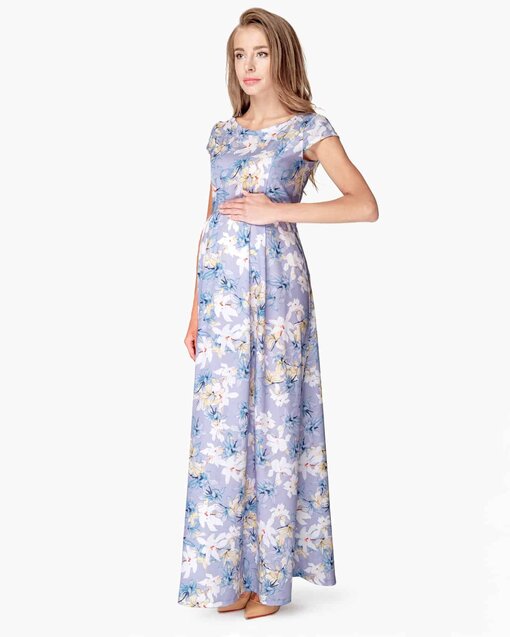 Сиреневое платье в пол для будущих и кормящих мам Anais — изображение 3