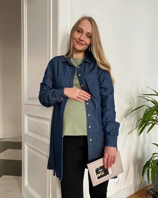 Джинсовая рубашка для беременных и кормящих мам Tori — изображение 3