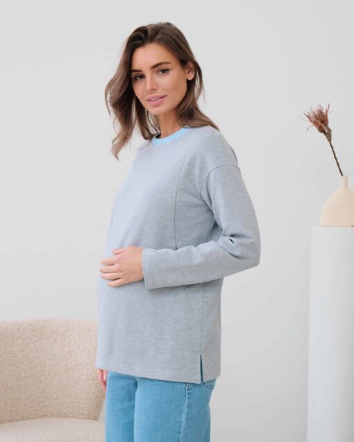 Серый лонгслив для беременных и кормящих мам Odri — изображение 7