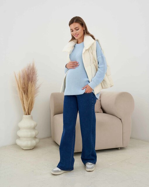 Синие джинсы прямого кроя для будущих мам Andre — изображение 3