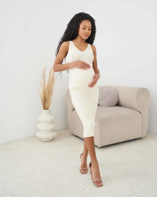 Кремовое трикотажное платье-комбинация Liv