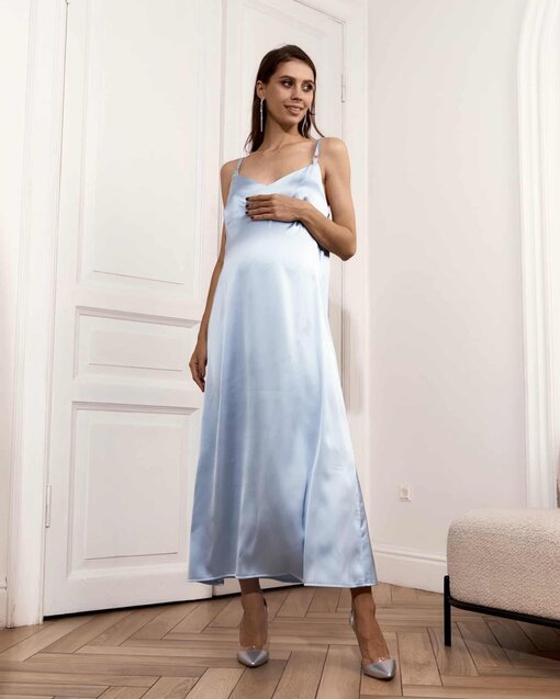 Голубое платье-комбинация для беременных и кормящих Karmen