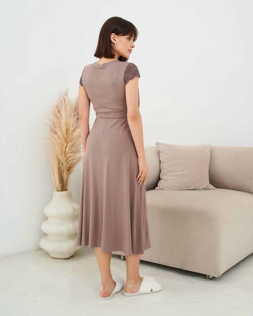 Кофейное домашнее платье для будущих и кормящих мам Sweet Home — изображение 12