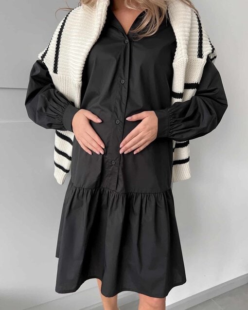 Чёрное платье-рубашка для беременных Jess — изображение 3