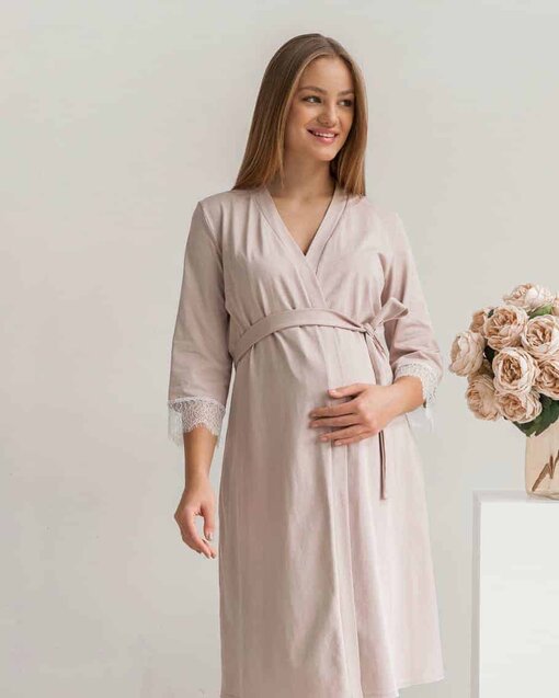 Бежевый халат для будущих и кормящих мам Sati — изображение 4