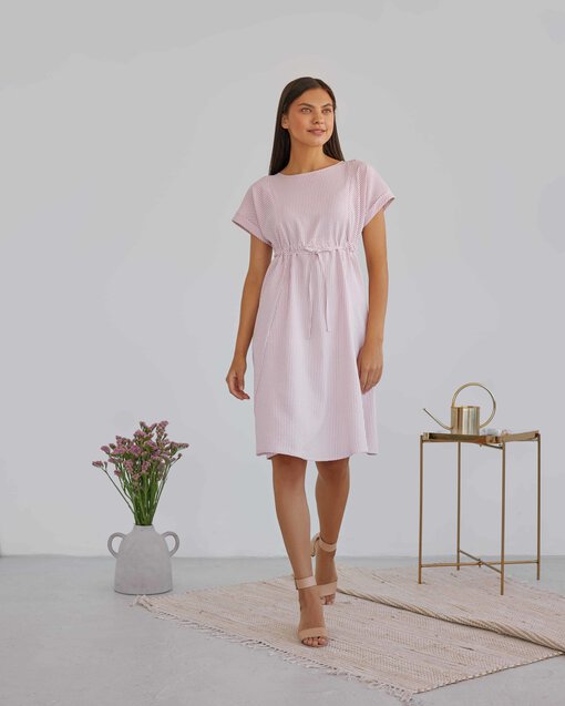 Розовое платье в полоску для будущих и кормящих мам Paulina — изображение 6